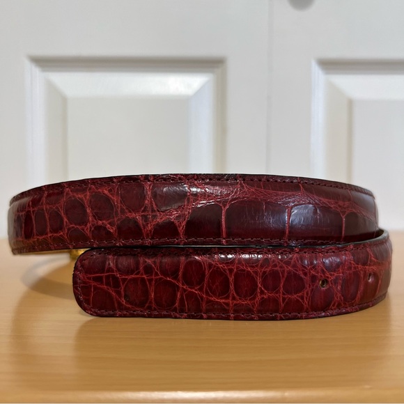 Mauri Men’s Red Genuine Alligator Belt Italy Size 36 - Picture 6 of 11